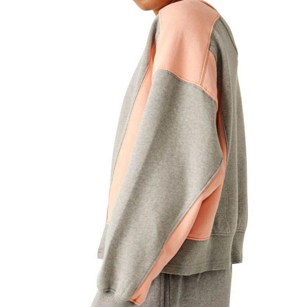 Free People Cotton Blend Sweatshirt Grey/Melon Size S - Picture 2 of 7